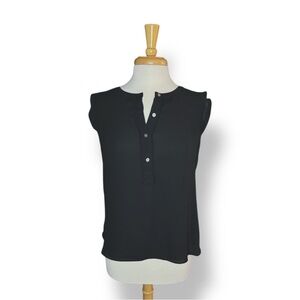LOFT Black Sleeveless Button-Up Blouse